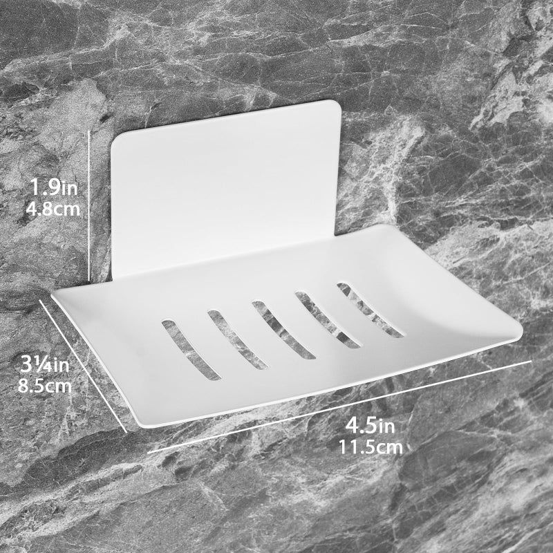 LUEXBOX Soap Dishes for Bathroom  Bar Soap Holder with Self Draining Tray  Soap Tray for Shower Wall  5 Slot Self-Adhesive Soap Container (White) - Image 2